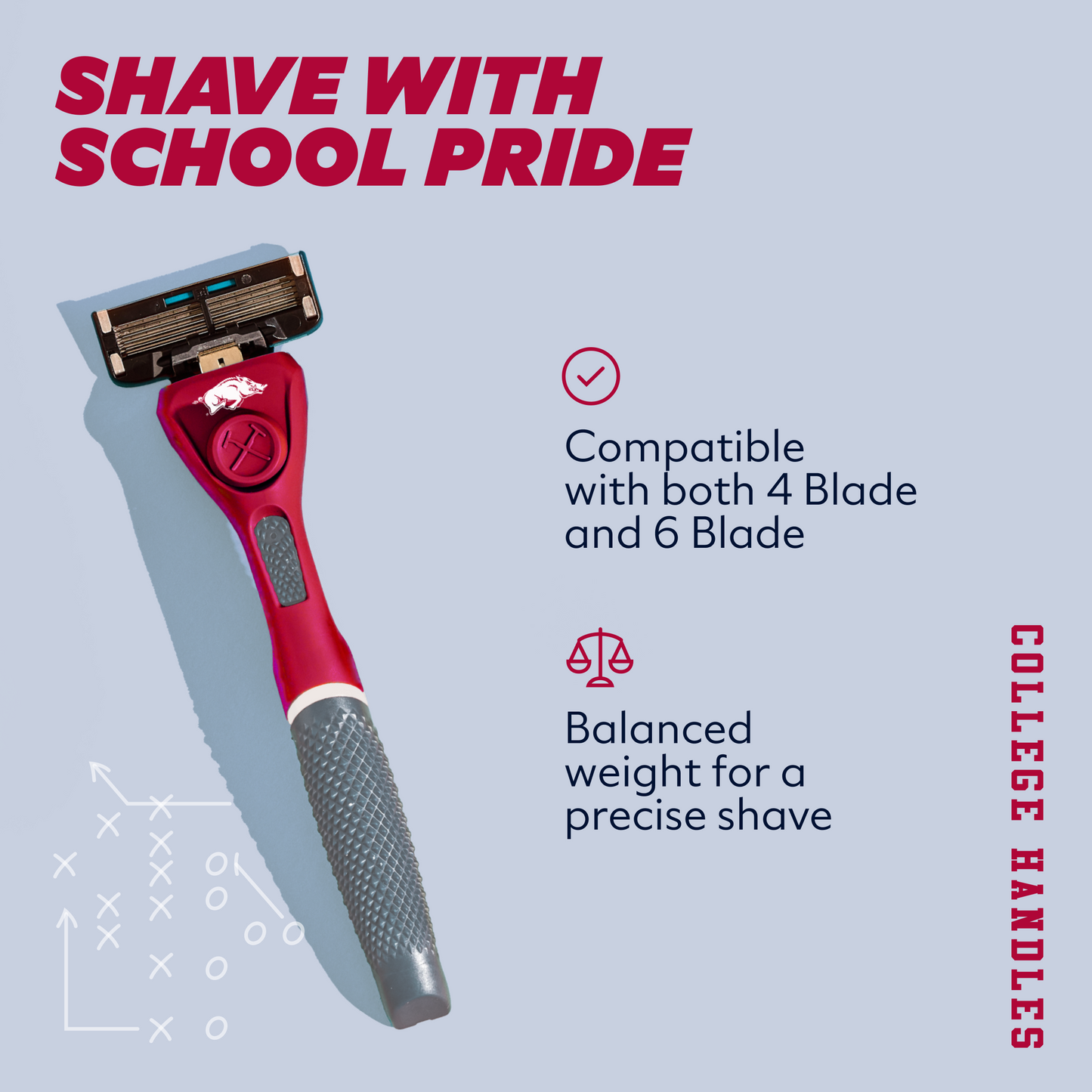 University of Arkansas Diamond Grip Handle