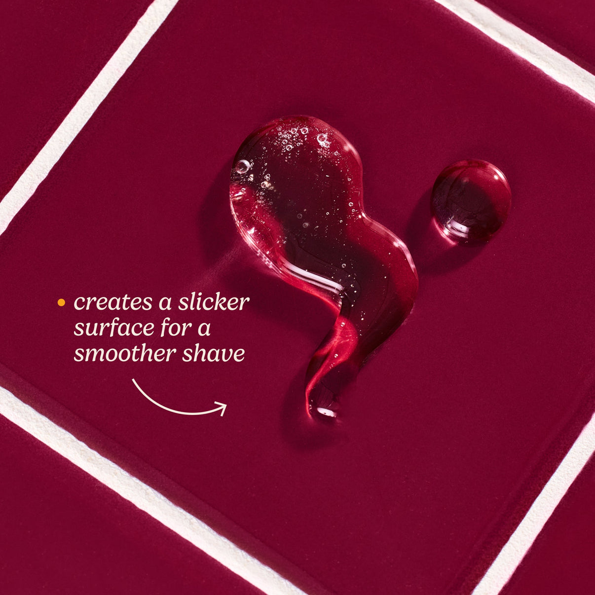 Shave Oil on a red background with text about shaving